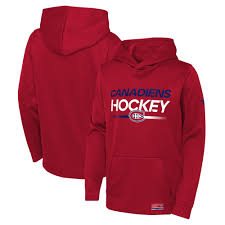 HOODIE NHL CANADIENS HOCKEY FANATICS LARGE 14/16 ANS ENFANT ROUGE