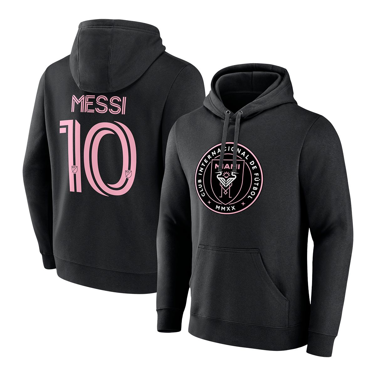 HOODIE MLS MESSI CLUB INTERNATIONAL MIAMI FANATICS XL ADULTE NOIR ET ROSE